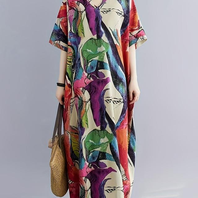 TEMU Plus-size V-neck Tunic Dress