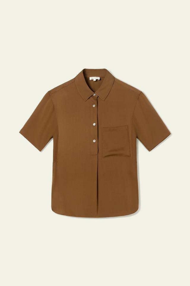 LILYSILK Chemise Soie Femme Avec Demi-Patte De Boutonnage Soie 100 % Luxueuse Une Élégance Intemporelle Noyer Xl