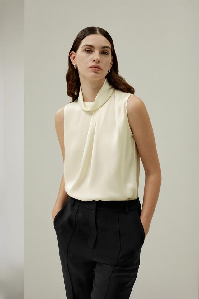 LILYSILK Haut En Soie Femme Trois Plis Sur L'Épaule Droite Soie De Haute Qualité Facile À Assortir Élégance Sans Effort Lilyblanc S