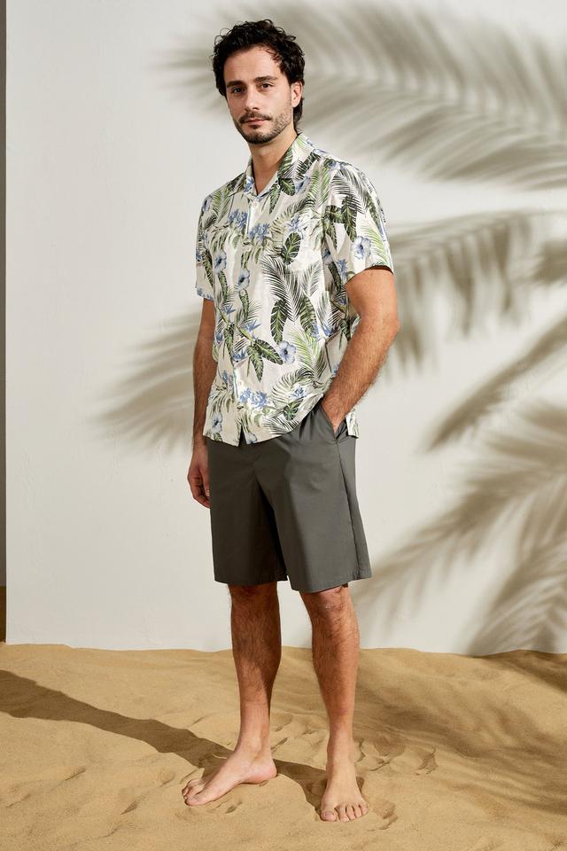 LILYSILK Chemises En Soie Pour Homme Col Ajustable Jacquard De Soie Naturellement Antibactériens Imprimé Palmiers Tropicaux L