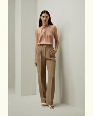 LILYSILK Halter Neck Top Silk Pure Silk Pleated Neckline Versatile For All Occasions UK Quartz Rose XL