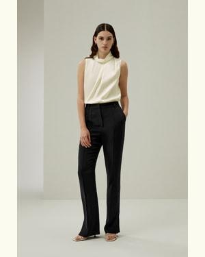 LILYSILK Top Sans Manches Col Bénitier Design Asymétrique 100 % Soie Oeko Soignée Et Élégante Texture Luxueuse Lilyblanc Xs