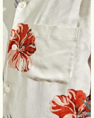 LILYSILK Short Sleeve Silk Men Shirts Quality Silk Left Chest Pocket Breathable UK Hibiscus Print XL