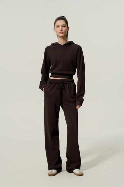 Pull Seamflow Poise – Sweat à capuche court en soie avec point de feston | LILYSILK®