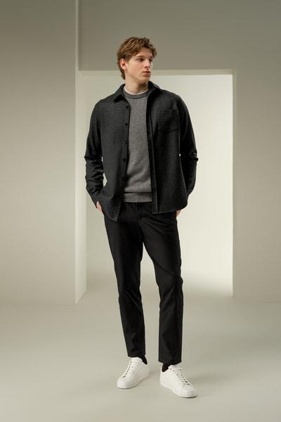 Chemise chaude surdimensionnée en soie et laine pour homme