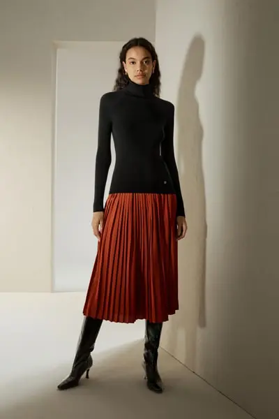 Pull à col roulé en mélange soie-cachemire sans couture