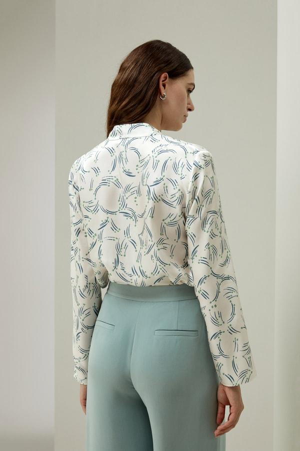 LILYSILK Designer Silk Shirt - Female - Leafy Lane Premium Silk - Chic Bracelet Sleeve Tops XS