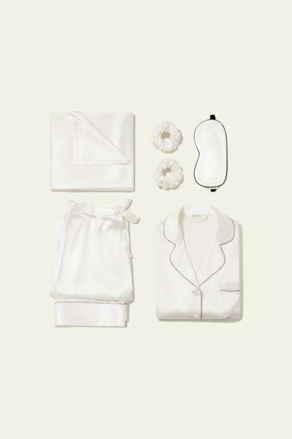 LILYSILK Silk Luxury Self-Care Sleep Set - Natural White - M