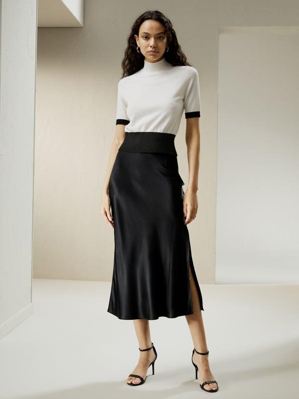 LILYSILK Cashmere T Shirt Women White UK Premium Cashmere Soft Color-Blocked Cuffs Cashmere Tops L