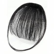 Human Hair Air Bangs With Sideburns 1B Bangs Clip In Hair Extension Beginner Friendly Wear Real Easy To Wear Natural Black Color