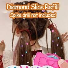Hair Jewels Stamper DIY Set,10pcs Drill Refills Spike Drill Not Included Radiance Collection , Load Click Glitter Anything