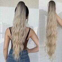 Claw Ponytail Extension Hair Ombre 26 Inch Long Water Wave Heat Resistant Fiber Synthetic Ponytail Hairpiece For Girls Women Daily Use