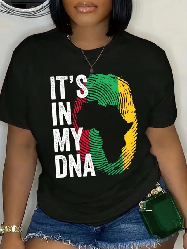 LW Plus Size Pattern Mixed Print Letter T-shirt 2X