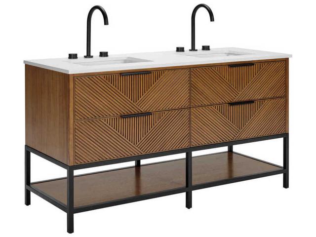 Diamond 60" Walnut Matte Black Vanity
