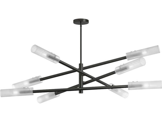 Wand 8-Light Matte Black Cylinder Linear Tiered Chandelier