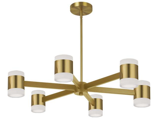 Wilson 12-Light Aged Brass Cylinder Geometric Chandelier