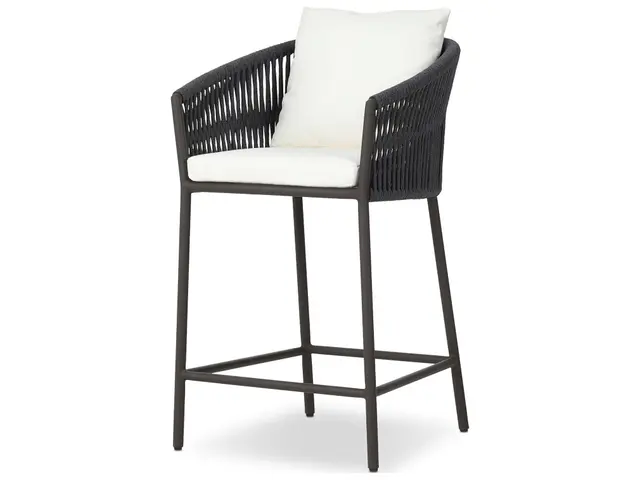 Four Hands Outdoor Solano Porto Bronze Aluminum Cushion Counter Stool in Arashi Salt