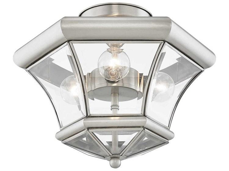 Livex Lighting Monterey 3 - Light Outdoor Ceiling in Brushed Nickel