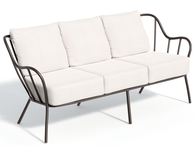 Oxford Garden Malti Aluminum Carbon Outdoor Patio Sofa with Bliss Linen Cushion