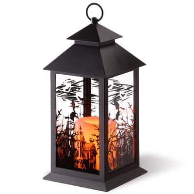 12" Witch Lantern with LED Candle By National Tree Company in Black | 5.5" x 5.5" x 12" | Michaels®