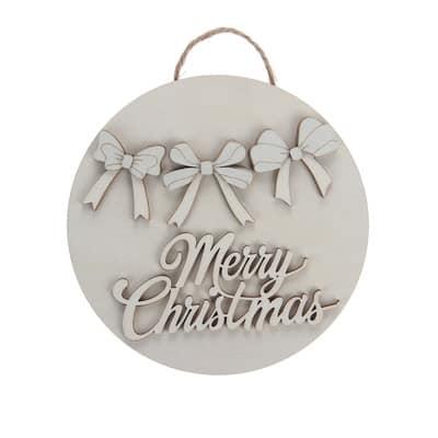 6" Merry Christmas Bows Plaque DIY Wood Décor Kit by Make Market® | 6" x 6" | Michaels®