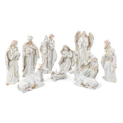 Glitzhome® 10-Piece Ivory & Gold Resin Nativity Figurine Set | 8.75" x 4.75" x 18.5" | Michaels®