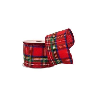 2.5" x 20Ft Red Tartan Wired Ribbon by Celebrate It® | Michaels®
