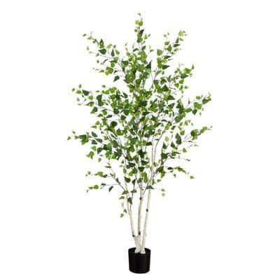 7Ft Potted Green Artificial Birch Tree with Real Touch Leaves By Nearly Natural | 7 ft | Michaels®