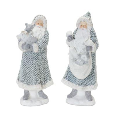 Santa with Sweater Coat Figurine Set By Melrose in Blue/White | Michaels®