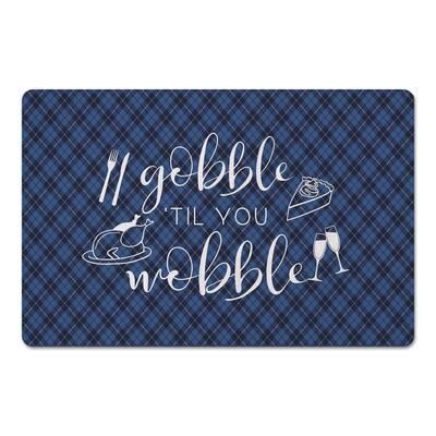 Gobble 'Til You Wobble Floor Mat By Designs Direct in Blue/White | 18" x 27" | Michaels®
