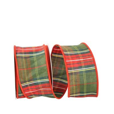 JAM Paper 2.5" x 10yd. Dupioni Wired Edge Designer Plaid Ribbon | Michaels®