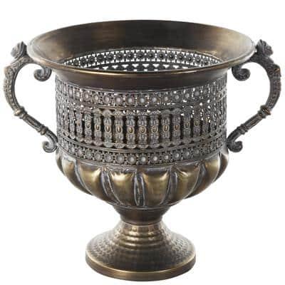 12" Bronze Metal Urn Shaped Vase with Cut Outs By Ivory And Iris | 11.5" x 11.5" x 12" | Michaels®