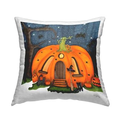 Stupell Industries Jack-o-Lantern Witch House Throw Pillow | 18" x 18" | Michaels®