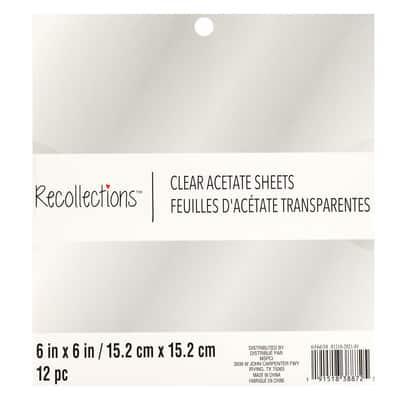 Clear Acetate Sheets by Recollections™ 6" x 6" | Michaels®