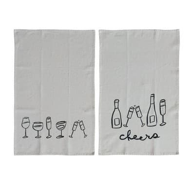 Hello Honey® Spirited Mix Cotton & Linen Cocktail Tea Towels Set in Natural/Black | 28" x 18" | Michaels®