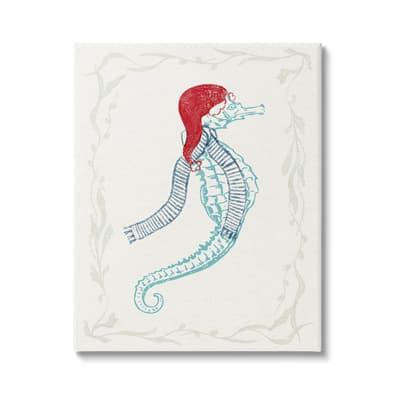 Stupell Industries Coastal Christmas Seahorse Santa Canvas Wall Art in Beige | 30" x 40" | Michaels®
