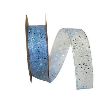 JAM Paper 5/8" x 25yd. Sheer Glitter Ribbon in Light Blue | 5/8" x 25yd | Michaels®