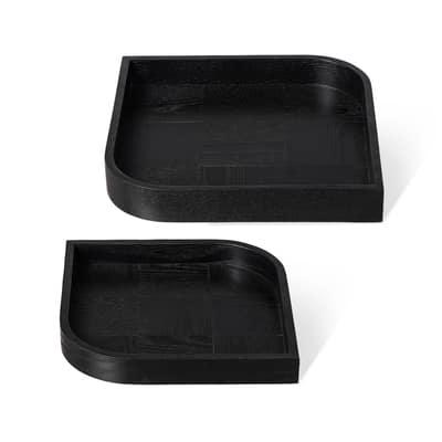 Glitzhome® Black Leaf Shape Ash Wood Decorative Trays Set | Michaels®