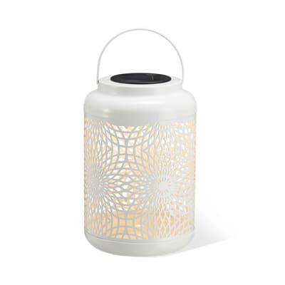 Glitzhome® 9" Cutout Metal Solar Powered Outdoor Hanging Lantern in White | 6" x 8.75" | Michaels®