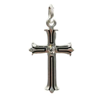 Charmalong™ Antique Silver Plated Crystal Cross Charm by Bead Landing™ | Michaels®