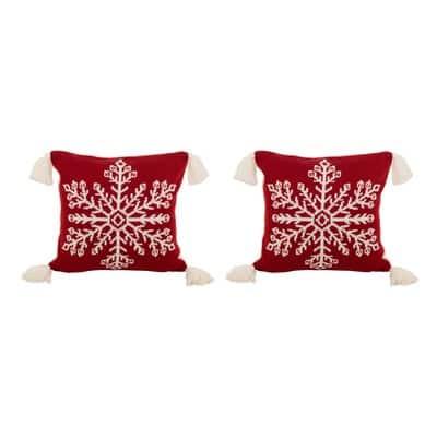 Glitzhome® Knitted Snowflake Red Pillow Covers, 2ct. | 18" x 18" | Michaels®