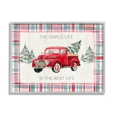 Stupell Industries Simple Life Is Best Plaid Truck Framed Giclee Art in Gray | 11" x 14" | Michaels®