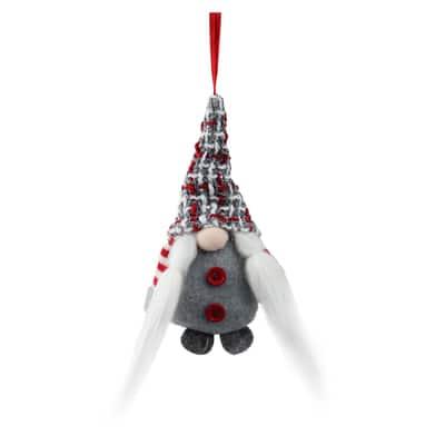 6" Gray & Red Plaid Santa's Helper Gnome Hat Knit Ornament By Northlight | 6.25" | Michaels®