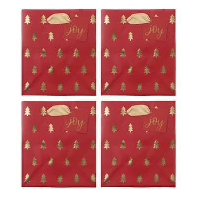 Mini Burgundy & Gold Trees Gift Bags, 4ct. by Celebrate It™ | 5" x 4.5" x 2.5" | Michaels®