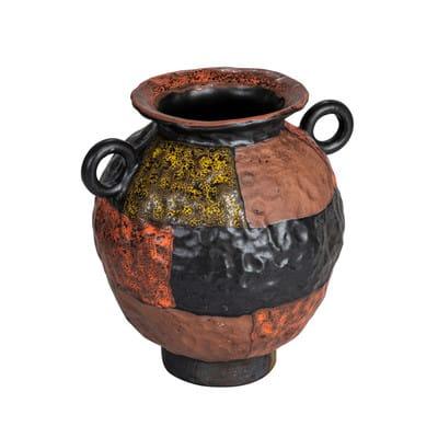 Hello Honey® 8.5" Multicolor Textured Stoneware Vase with Handles & Reactive Glaze | Michaels®