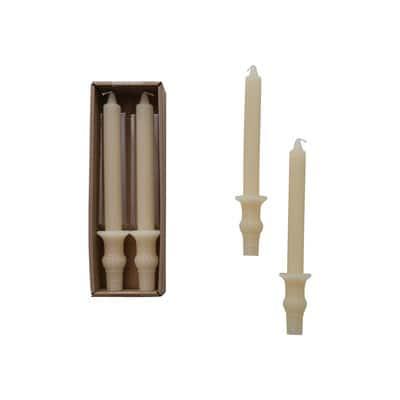 Hello Honey® 10" Unscented Taper Candles with Ornate Base, 2ct. in Cream | Michaels®