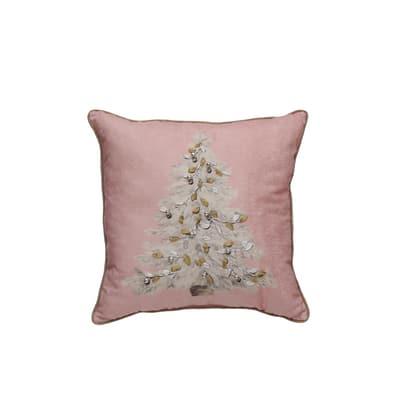 16" Pink Embroidered Christmas Tree Throw Pillow by Ashland® | 16" x 16" | Michaels®