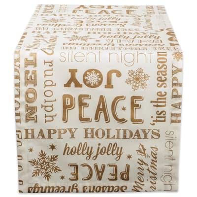 DII® 108" Gold Christmas Collage Table Runner | 14" x 108" | Michaels®