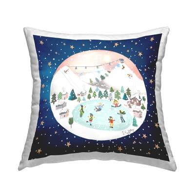 Stupell Industries Winter Fun Ice Skating Scene Pillow | 18" x 18" | Michaels®