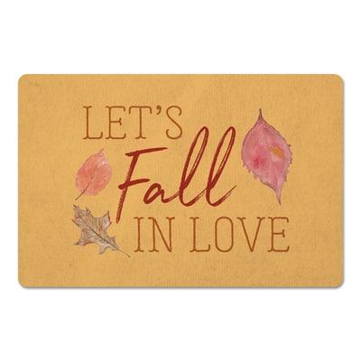 Let's Fall In Love Floor Mat By Designs Direct in Yellow/Red/Pink | 18" x 27" | Michaels®